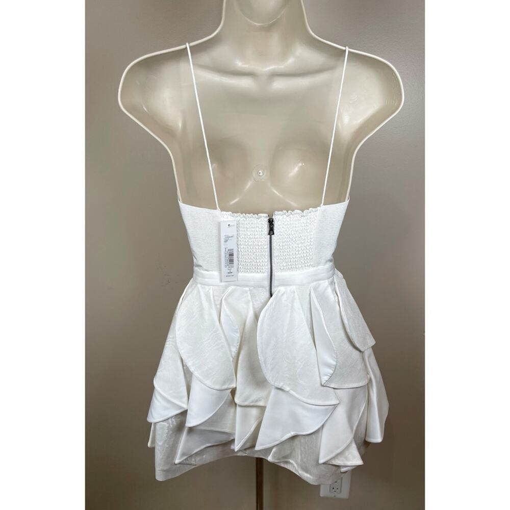 ALICE + OLIVIA Nadie Scooped Bustier White Ruffle Mini Dress Size 2 - Picture 8 of 10